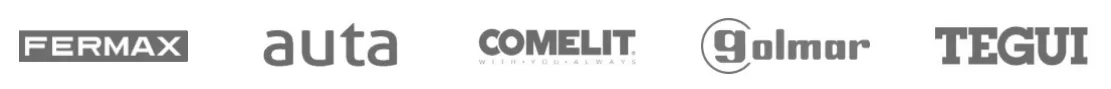Logos de: FERMAX, auta, comelit, golmar y tegui Logotipos de las marcas de videoportero: FERMAX, auta, comelit, golmar y tegui